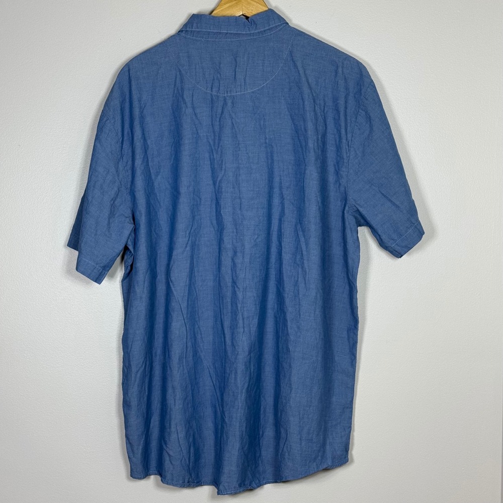 Disney Parks Mens Button Up Shirt XXL Blue Mickey Embroidered Tropical Contrast - Picture 2 of 8